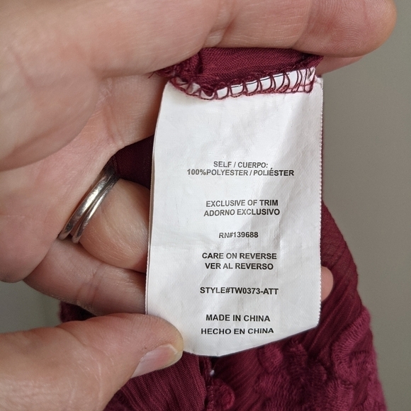 TAYLOR & Sage Sheer Lace Boho Cardigan Topper in Cranberry M - Picture 13 of 13